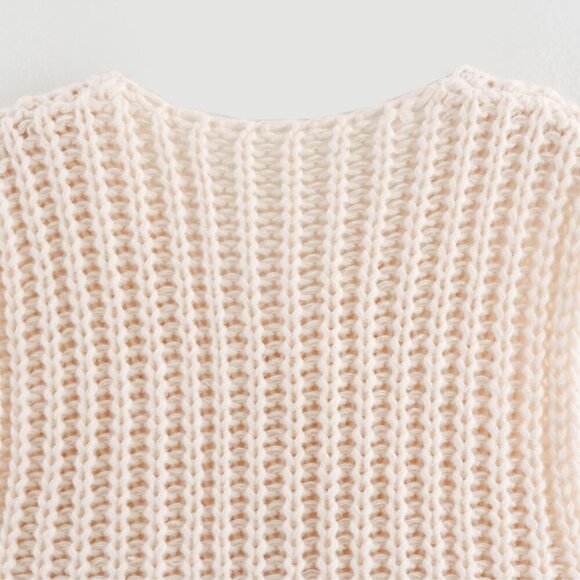 Womens Crochet Chunky Knit Top Sleeveless Button Down Crop Tops Trendy Cardigan - Picture 5 of 7